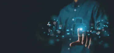 Cybersecurity concept showing digital protection systems