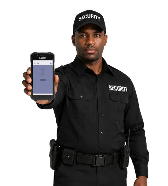 security guard with sensor access guardtour app